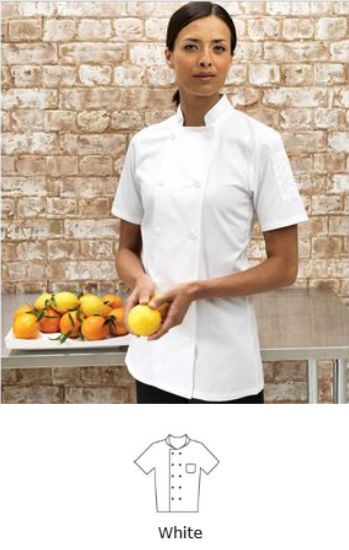 Premier PR670 Ladies Short Sleeve Chefs Jacket